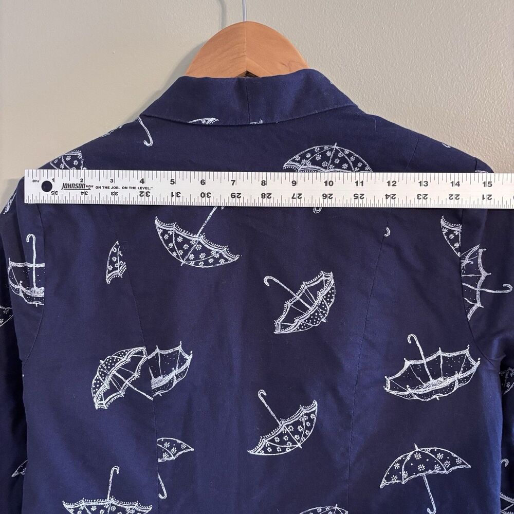 Womens Modcloth Snappy Studies Blazer Jacket Umbrellas Retro Whimsical Playful - Picture 8 of 11